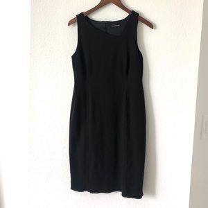 Asymmetrical neckline black dress